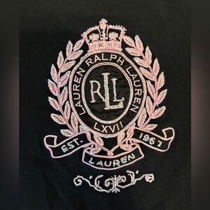 Lauren Ralph Lauren Black Top with Pink Embroidery